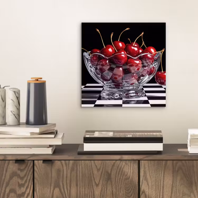 Aluminium schilderij - Eten - Kersen - Rood - Eten - Kersen - Rood aluminium wit klein