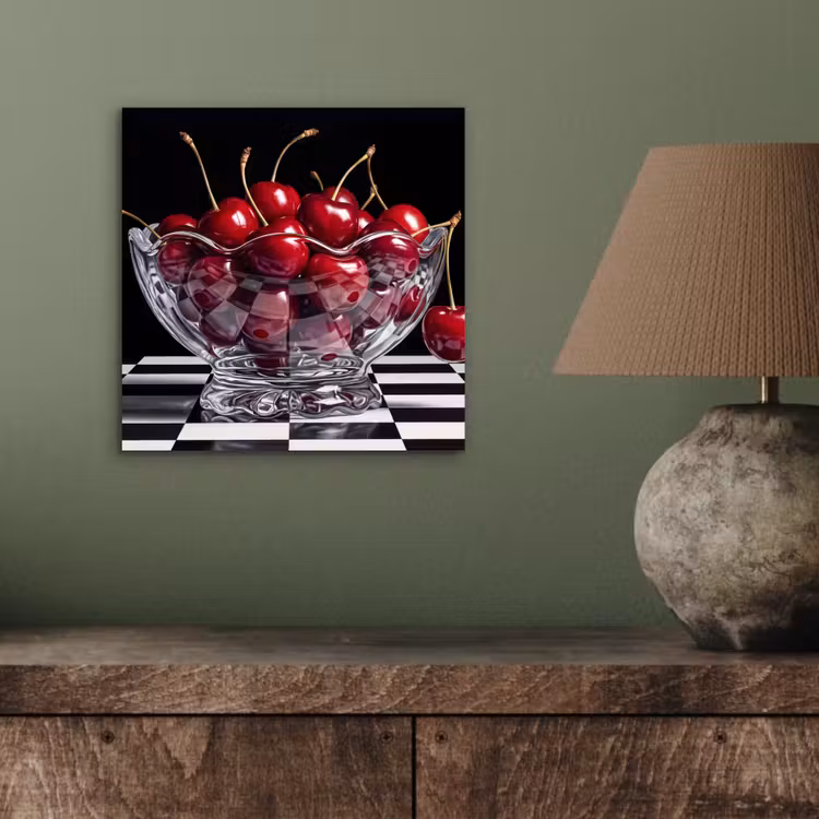 Aluminium schilderij - Eten - Kersen - Rood - Eten - Kersen - Rood aluminium wit klein