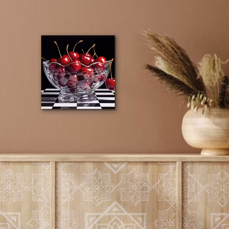 Aluminium schilderij - Eten - Kersen - Rood - Eten - Kersen - Rood aluminium wit klein
