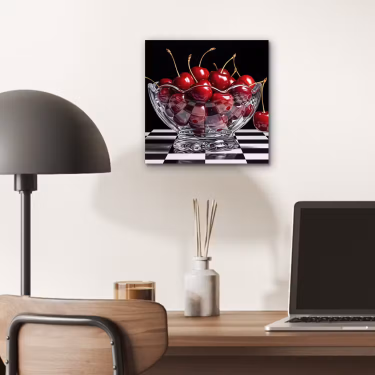 Aluminium schilderij - Eten - Kersen - Rood - Eten - Kersen - Rood aluminium wit klein