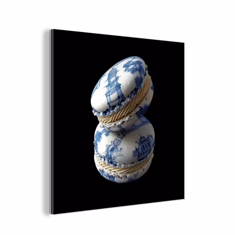 Eten - Macarons - Delfts blauw - Koekjes aluminium wit klein -3d
