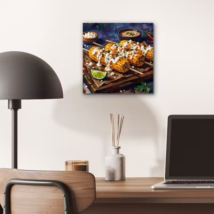 Eten - Maïs - Saus - Geschilderd - Geel aluminium wit klein -sfeer5