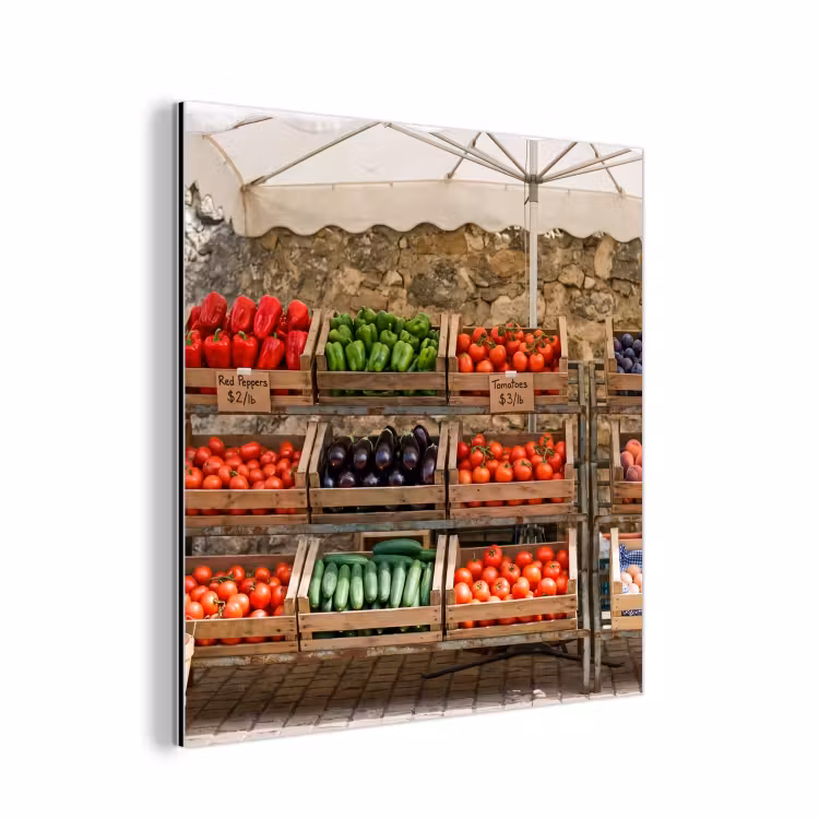 Aluminium schilderij - Eten - Markt - Vers - Eten - Markt - Vers aluminium wit klein
