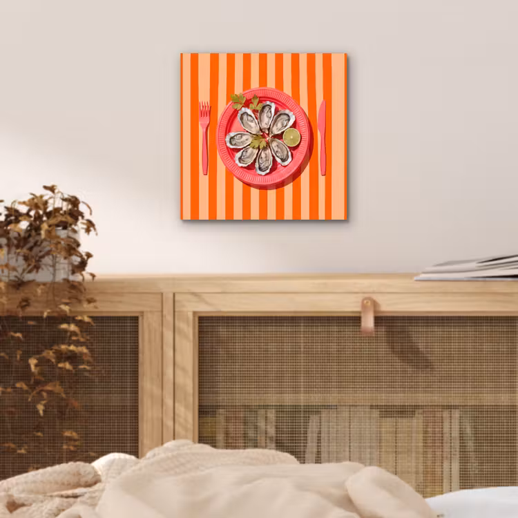 Eten - Oester - Zeevruchten - Oranje - Modern aluminium wit klein -sfeer3