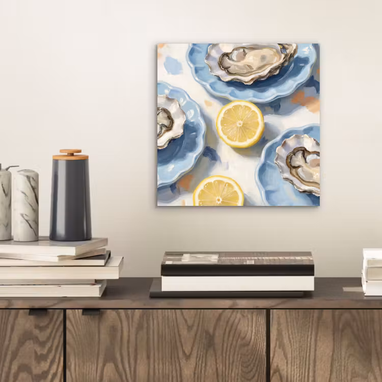 Eten - Oesters - Citroenen - Modern - Geel aluminium wit klein -sfeer1