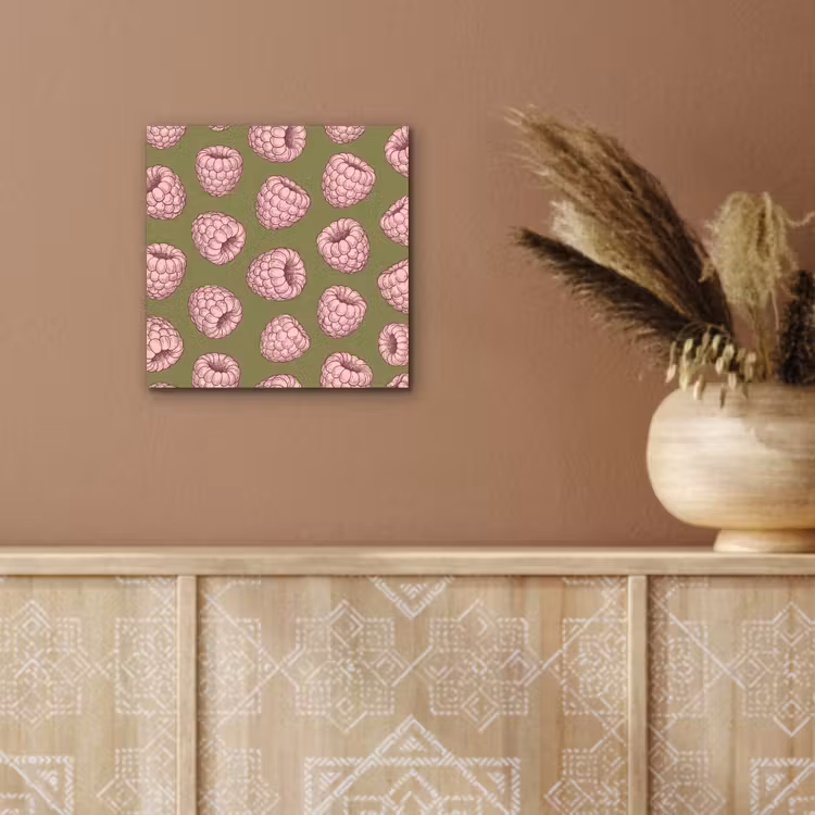Eten - Patroon - Illustratie - Roze - Groen aluminium wit klein -sfeer4