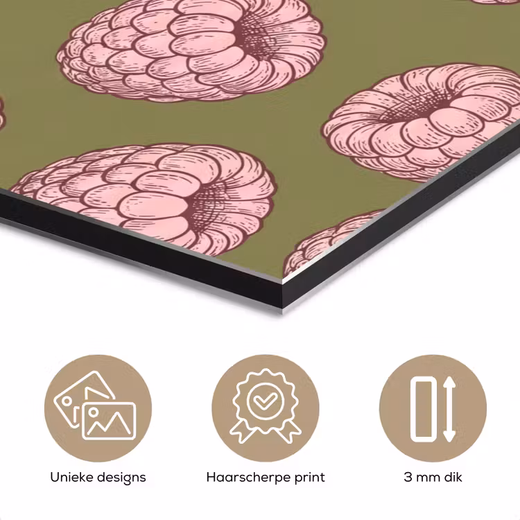 Eten - Patroon - Illustratie - Roze - Groen aluminium wit klein -closeup_NL