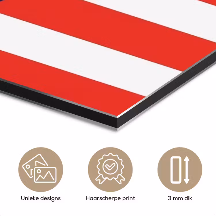 Eten - Spreuk - Keuken - Grafisch - Rood-Wit aluminium wit klein -closeup_NL