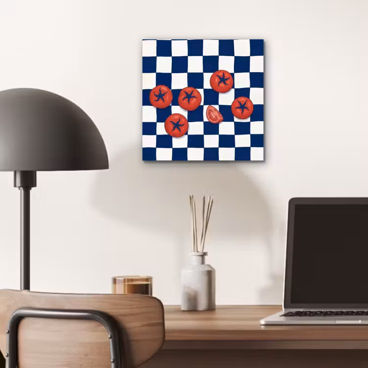 Eten - Tomaten - Keuken - Illustratie - Rood-Blauw aluminium wit klein -sfeer5