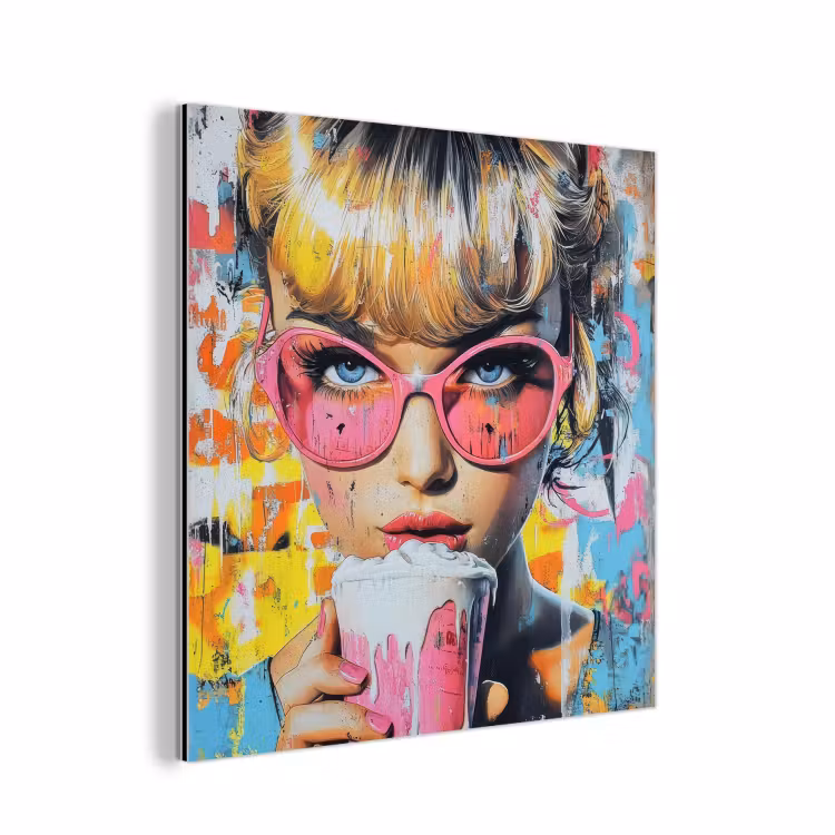Expressief - Milkshake - Vrouw - Felle kleuren aluminium wit klein -3d