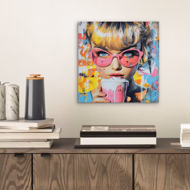 Expressief - Milkshake - Vrouw - Felle kleuren aluminium wit klein -sfeer1