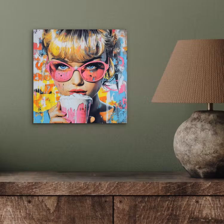 Expressief - Milkshake - Vrouw - Felle kleuren aluminium wit klein -sfeer2