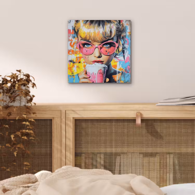 Expressief - Milkshake - Vrouw - Felle kleuren aluminium wit klein -sfeer3