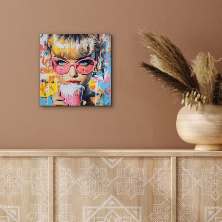 Expressief - Milkshake - Vrouw - Felle kleuren aluminium wit klein -sfeer4