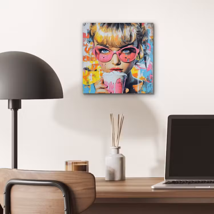 Expressief - Milkshake - Vrouw - Felle kleuren aluminium wit klein -sfeer5