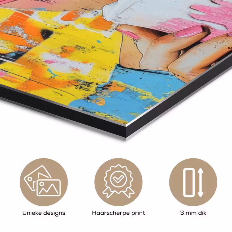 Expressief - Milkshake - Vrouw - Felle kleuren aluminium wit klein -closeup_NL