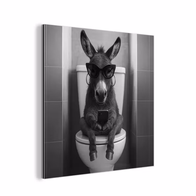 Ezel - Telefoon - Toilet - Zwart - Wit aluminium wit klein -3d