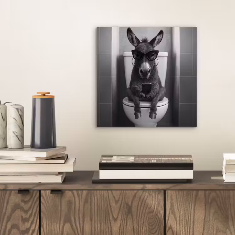 Ezel - Telefoon - Toilet - Zwart - Wit aluminium wit klein -sfeer1