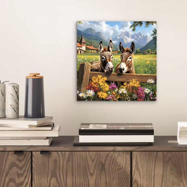 Ezels - Bloemen - Zomers aluminium wit klein -sfeer1
