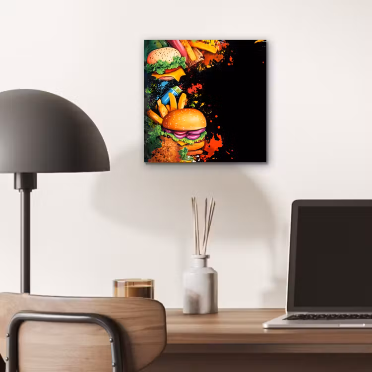 Fastfood - Graffiti - Hamburger - Eten - Modern aluminium wit klein -sfeer5