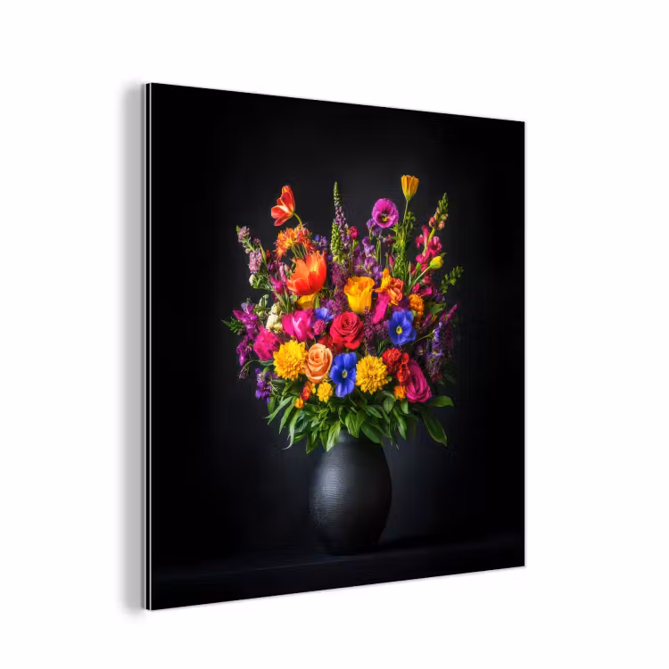 Felgekleurd - Bloemen - Vaas aluminium wit klein -3d