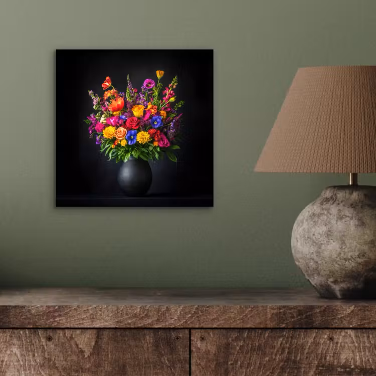 Felgekleurd - Bloemen - Vaas aluminium wit klein -sfeer2