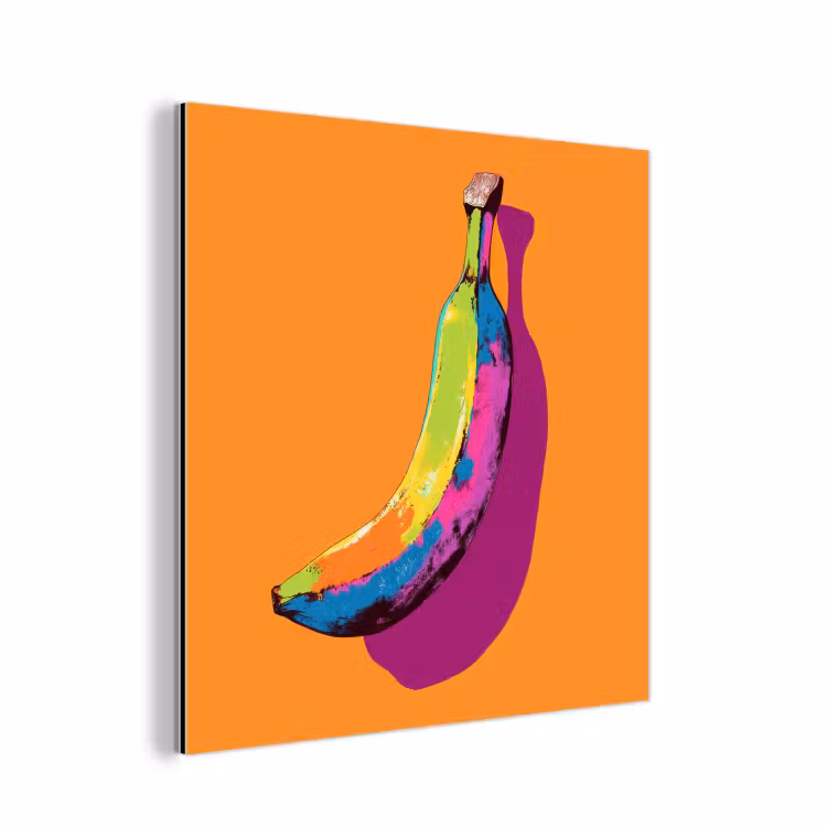 Felle kleuren - Banaan - popart aluminium wit klein -3d