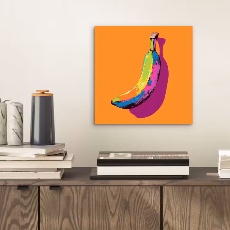 Felle kleuren - Banaan - popart aluminium wit klein -sfeer1
