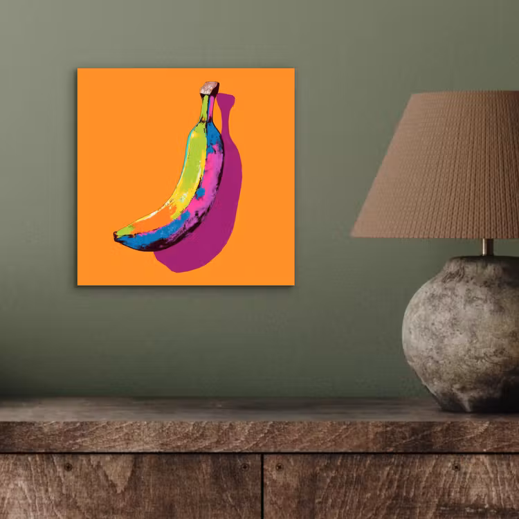Felle kleuren - Banaan - popart aluminium wit klein -sfeer2