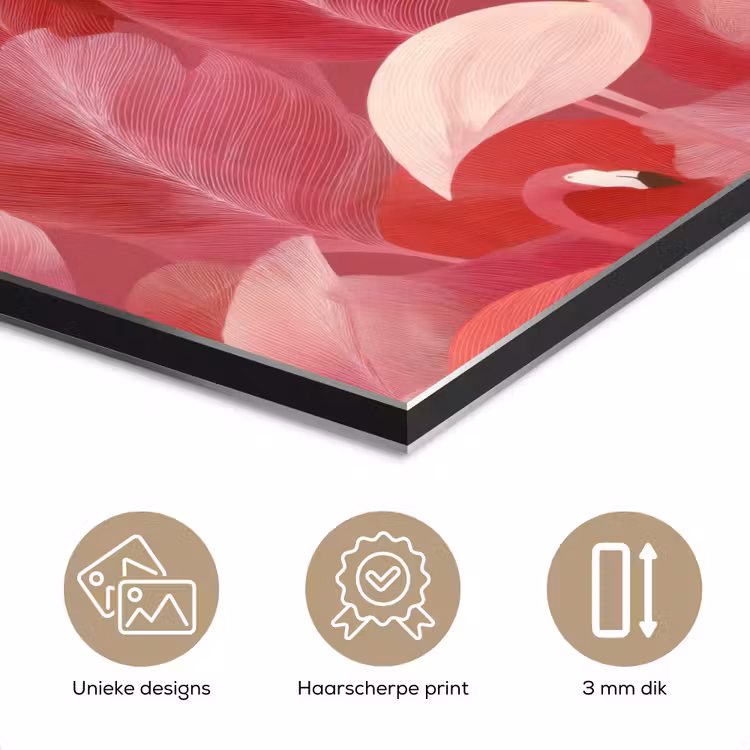 Flamingo - Botanisch - Elegant - Roze - Rood aluminium wit klein 46 -closeup_NL