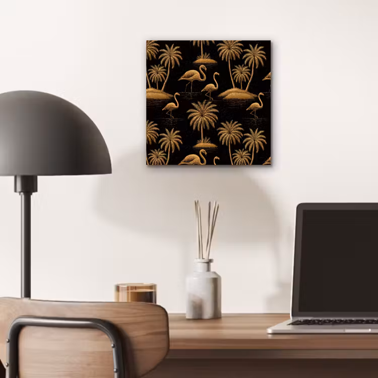 Flamingo - Palmbomen - Tropisch - Goud - Zwart aluminium wit klein 46 -sfeer5