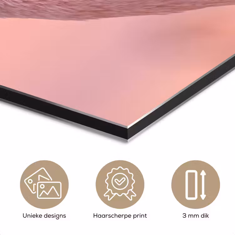 Flamingo - Portret - Roze aluminium wit klein -closeup_NL