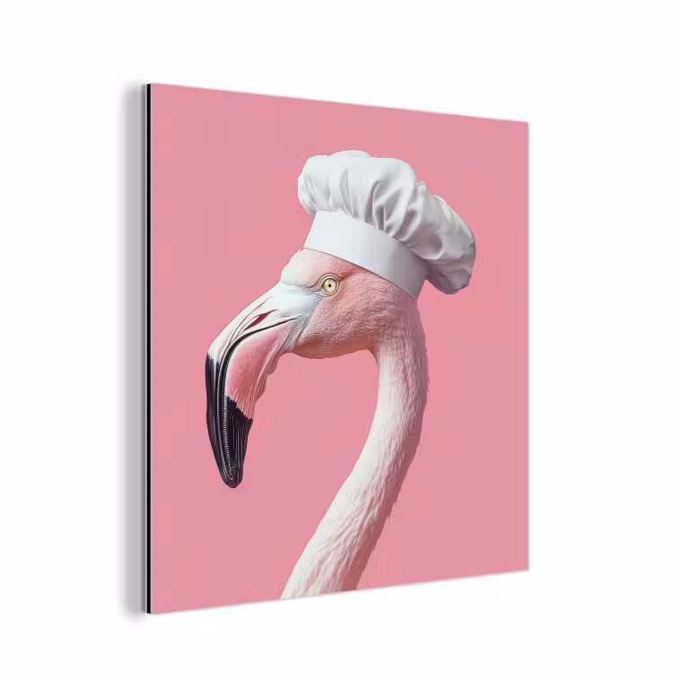 Flamingo - Roze - Koksmuts - Vogel aluminium wit klein -3d