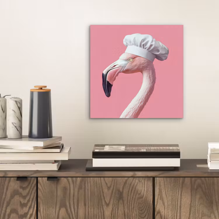 Flamingo - Roze - Koksmuts - Vogel aluminium wit klein -sfeer1