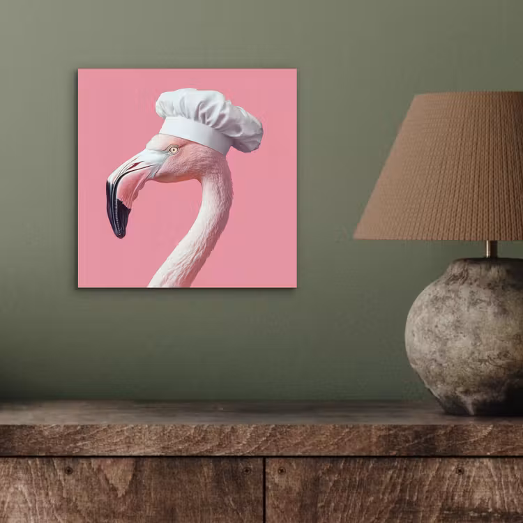 Flamingo - Roze - Koksmuts - Vogel aluminium wit klein -sfeer2