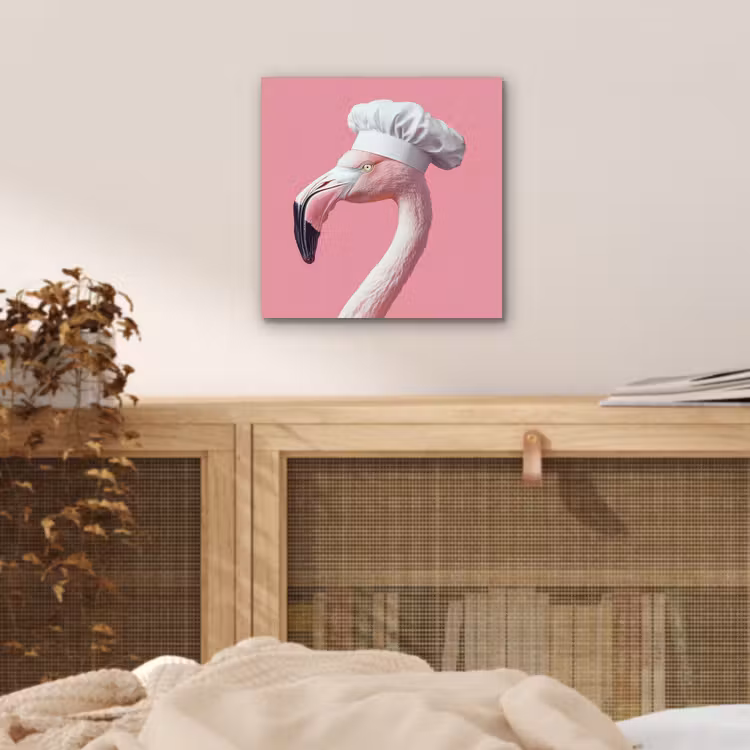 Flamingo - Roze - Koksmuts - Vogel aluminium wit klein -sfeer3