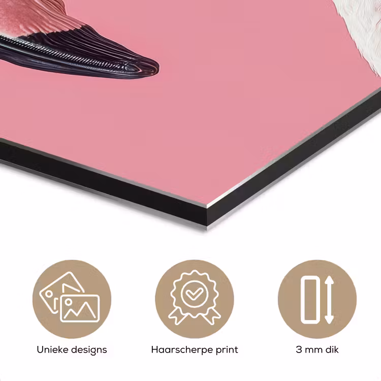 Flamingo - Roze - Koksmuts - Vogel aluminium wit klein -closeup_NL