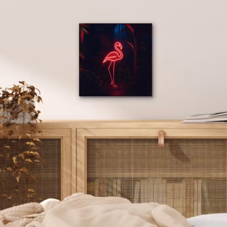 Flamingo - Roze - Neon - Licht aluminium wit klein -sfeer3
