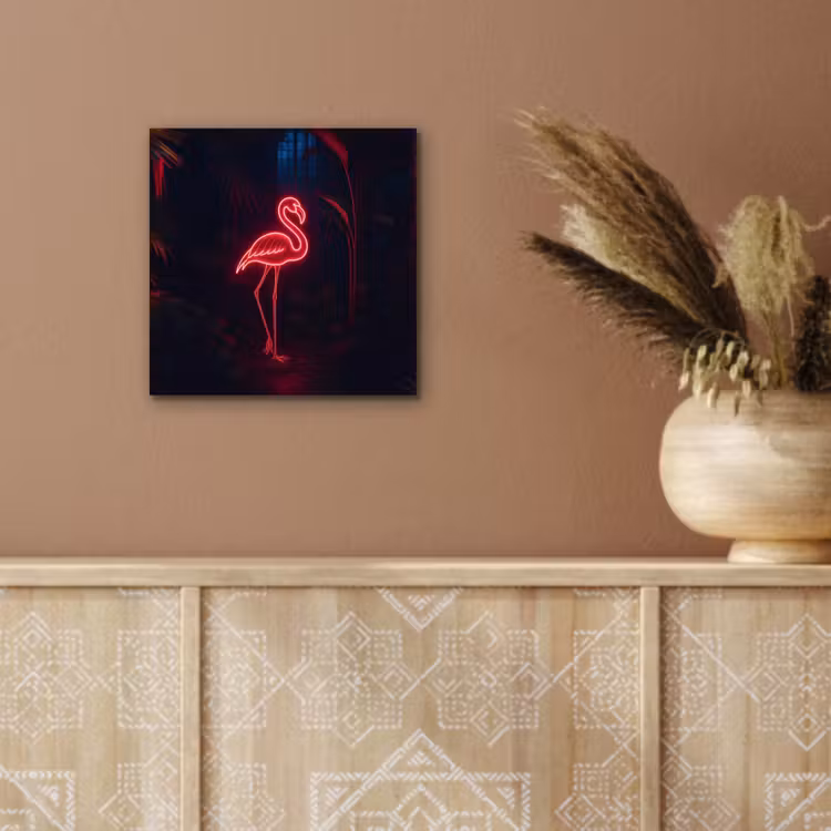 Flamingo - Roze - Neon - Licht aluminium wit klein -sfeer4