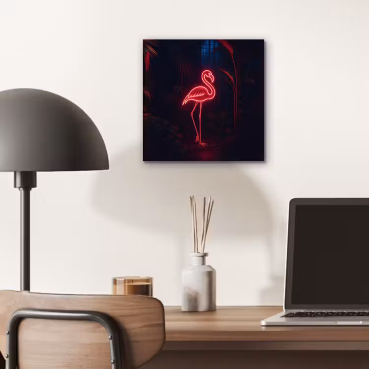 Flamingo - Roze - Neon - Licht aluminium wit klein -sfeer5