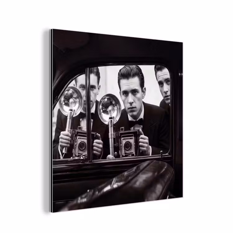 Fotograaf - Camera - Vintage - Journalistiek - Zwart-wit aluminium wit klein -3d