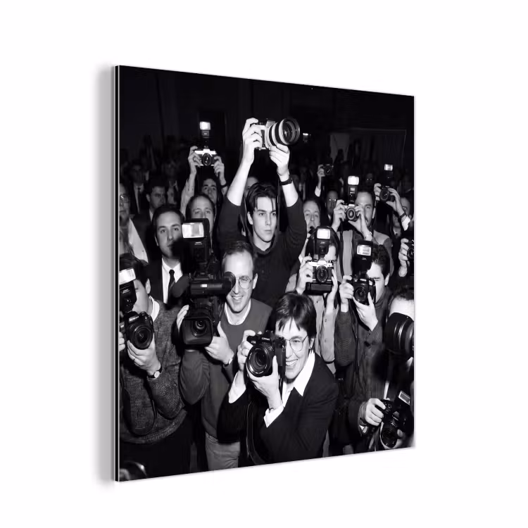 Fotografen - Menigte - Flitsers - Journalistiek aluminium wit klein -3d