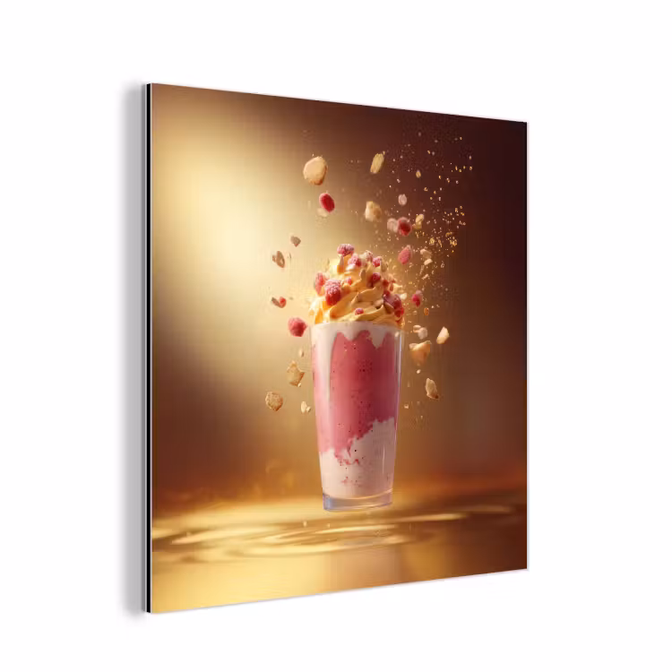 Framboos - Smoothie - Drinken - Roze aluminium wit klein -3d