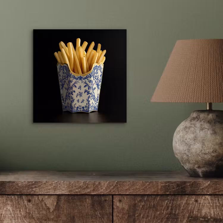 Friet - Porselein - Delfts blauw - Eten aluminium wit klein -sfeer2