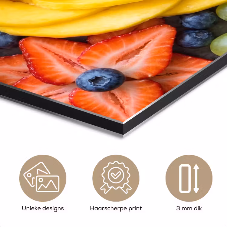 Fruit - Arrangement - Gezond - Kleurrijk - Eten aluminium wit klein -closeup_NL