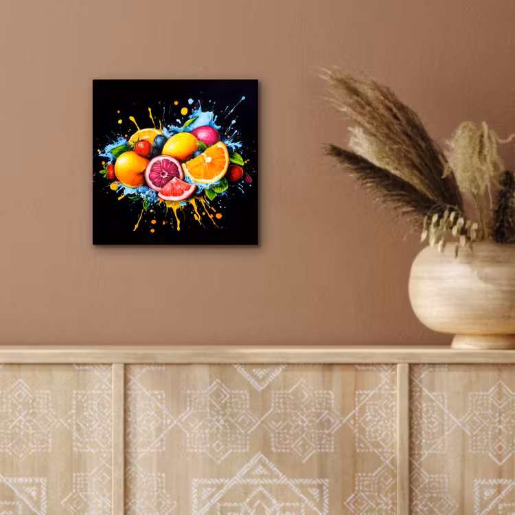 Fruit - Graffiti - Kleurrijk - Sinaasappel - Aardbei - Abstract aluminium wit klein -sfeer4