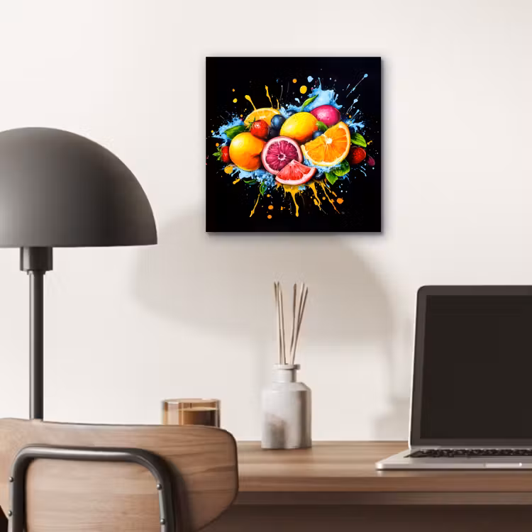 Fruit - Graffiti - Kleurrijk - Sinaasappel - Aardbei - Abstract aluminium wit klein -sfeer5