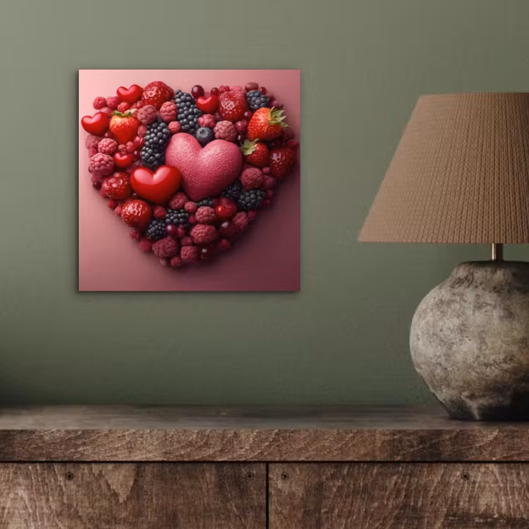 Fruit - Hartjes - Aardbeien - Frambozen - Bosbessen aluminium wit klein -sfeer2