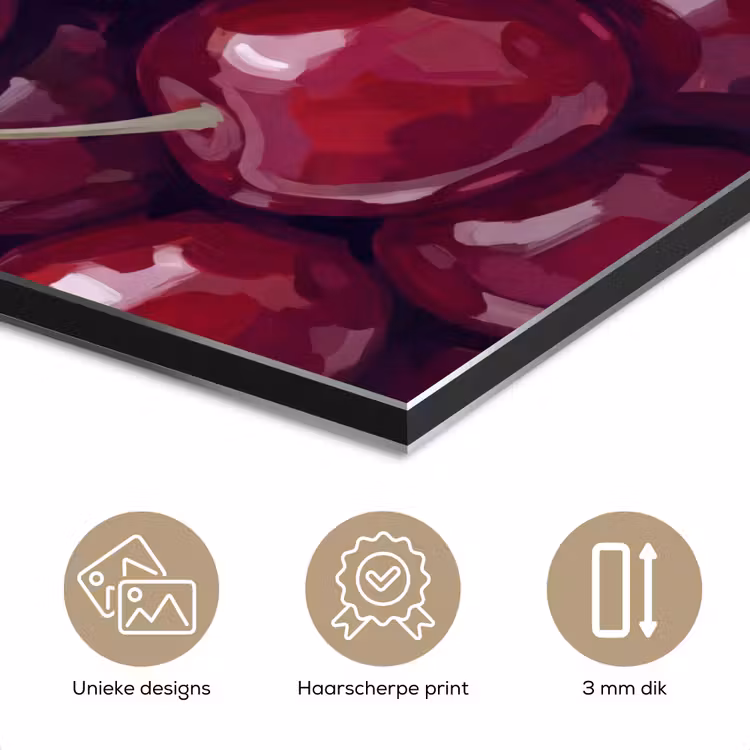 Fruit - Kersen - Eten - Modern - Rood aluminium wit klein -closeup_NL