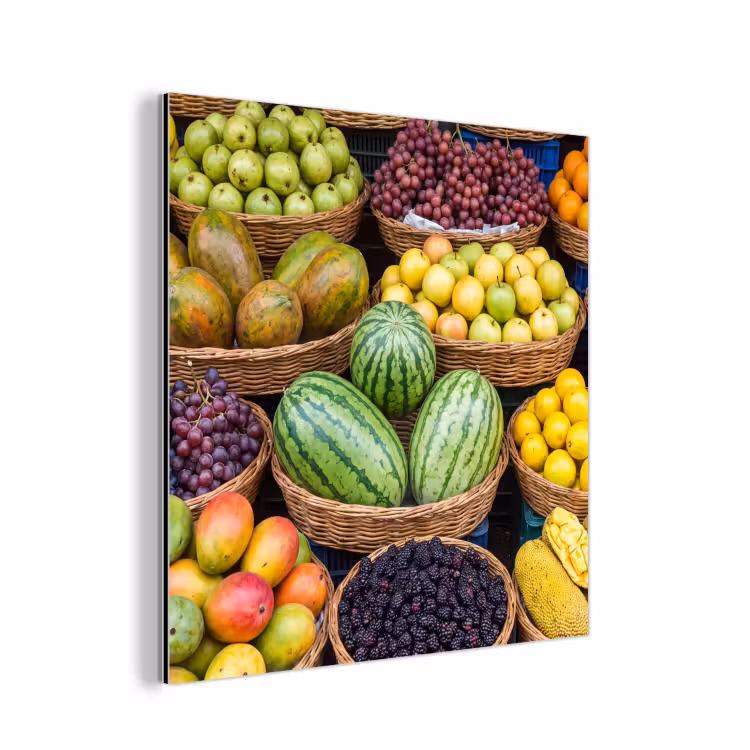 Aluminium schilderij - Fruit - Markt - Kleurrijk - Fruit - Markt - Kleurrijk aluminium wit klein